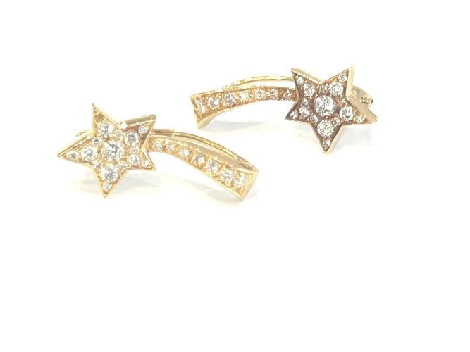 Chanel 18K Rose Gold Comete Diamond Dangle Earrings 0.60 Carat Total Weight