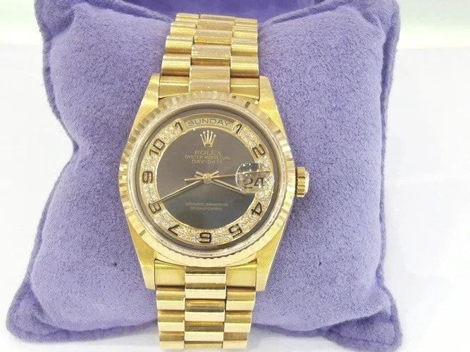Rolex 18K Yellow Gold Day-Date President Myriad Diamond Dial Watch 18238