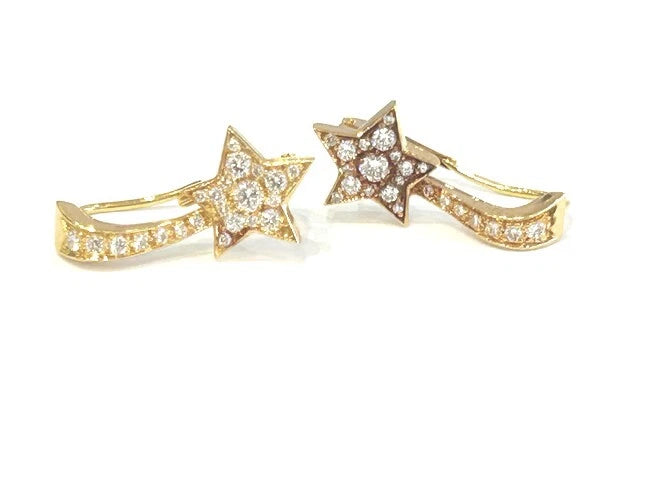 Chanel 18K Rose Gold Comete Diamond Dangle Earrings 0.60 Carat Total Weight