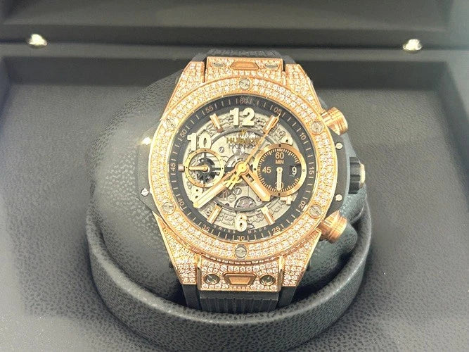 Hublot 18K Rose Gold Big Bang Unico King Gold Pave' 44MM 421.OX.1180.RX.1704 B&P