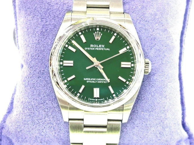 Rolex Stainless Steel Oyster Perpetual Green Dial 36MM 126000 W/Papers