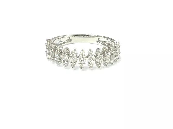 14K White Gold Half Eternity Diamond Spike Band Ring 0.73 Carats