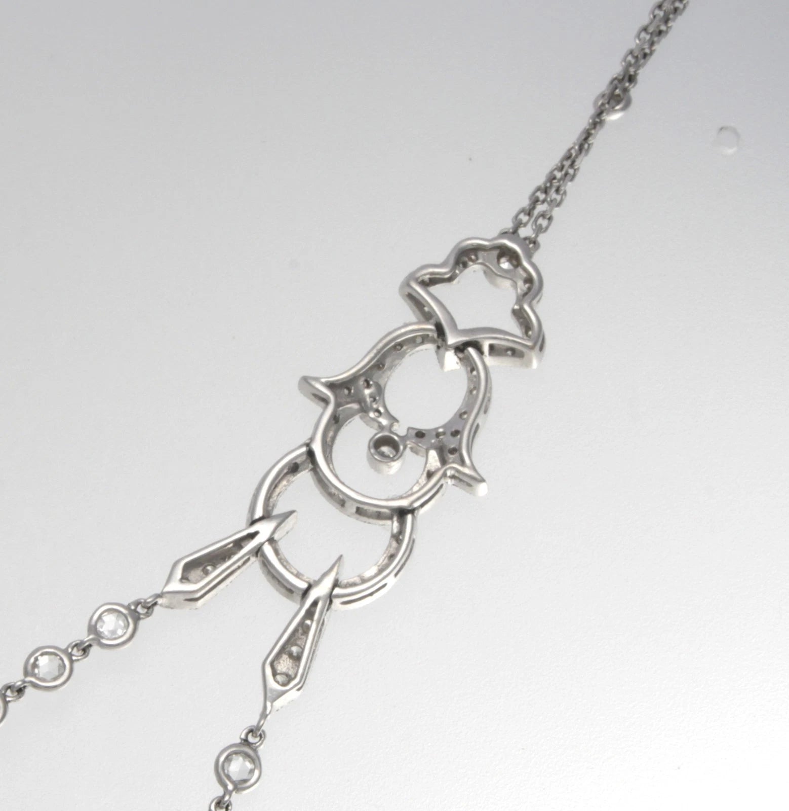 14.00 ctw. Diamonds Blue Sapphires Royal 18K Gold 26.6 g 16-17' inch Necklace