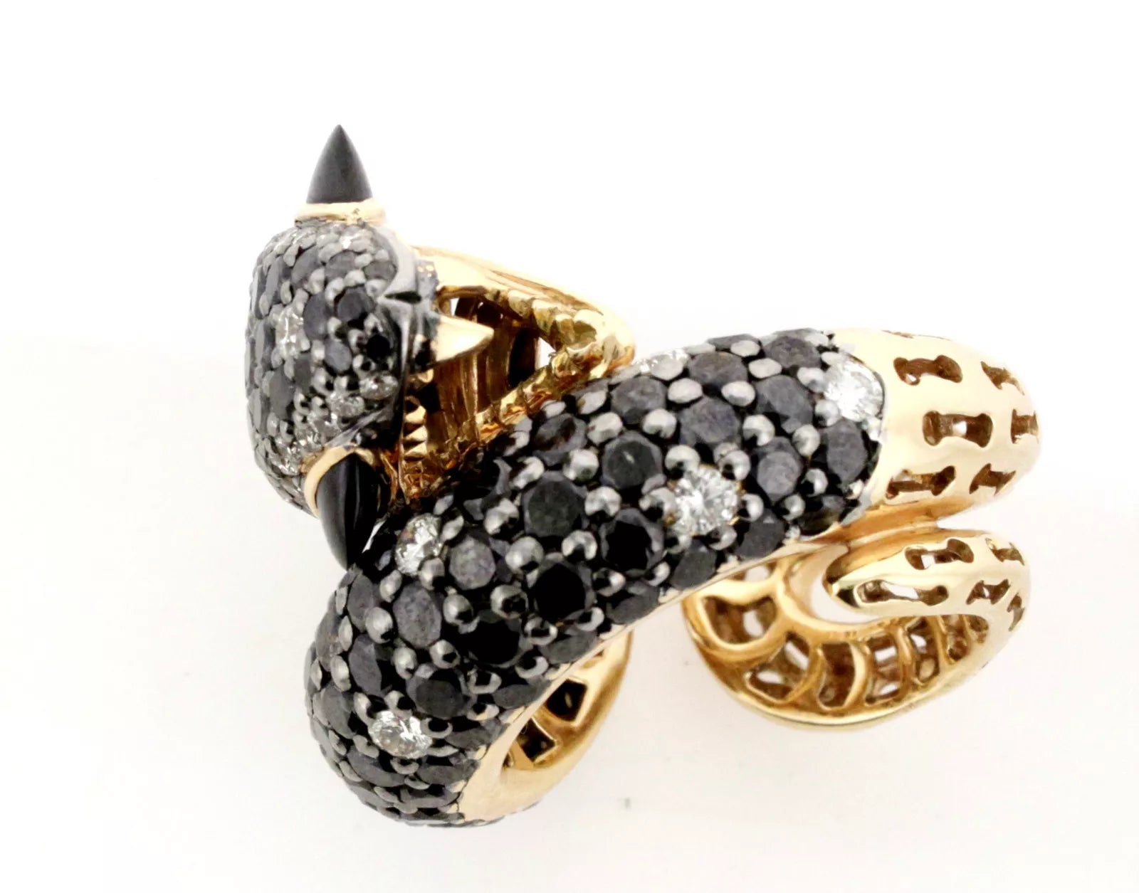 Authentic ZoraB Black Snake with Onyx Eye ring 18k Yellow Gold size 7