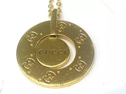 Gucci 18K Yellow Gold Icon Double G Movable Pendant Necklace 14.70 Grams