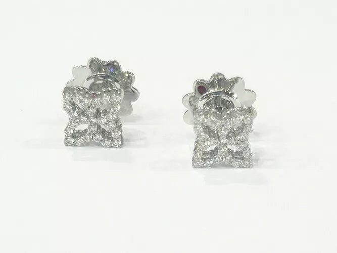 Roberto Coin 18K White Gold Princess Flower Diamond Earrings 0.32 Carat TW