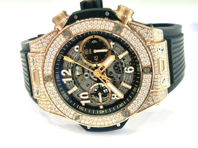 Hublot 18K Rose Gold Big Bang Unico King Gold Pave' 44MM 421.OX.1180.RX.1704 B&P