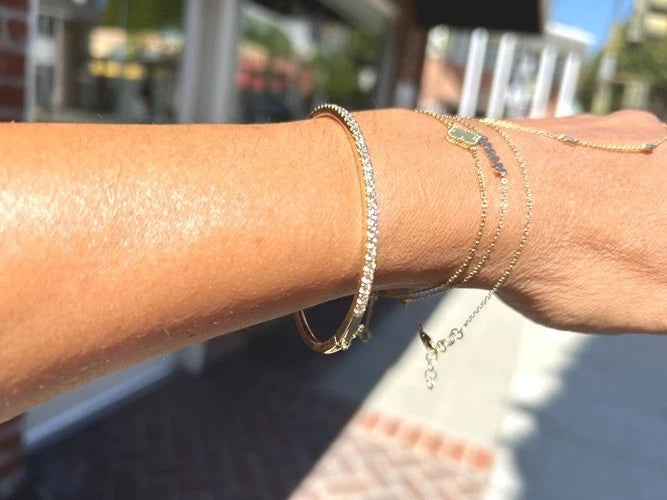 14K Yellow Gold Diamond Bangle Bracelet 1.25 Carats