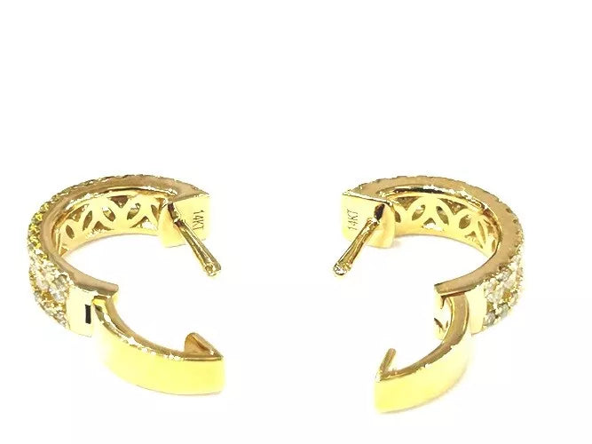 14K Yellow Gold Mini Diamond Huggie Earrings 1.00 Carats