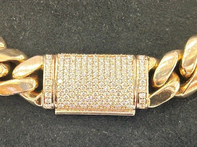 14K Rose Gold Cubak Link Chain with Diamond Lock 3.00 Carats