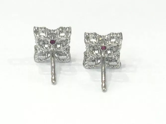 Roberto Coin 18K White Gold Princess Flower Diamond Earrings 0.32 Carat TW