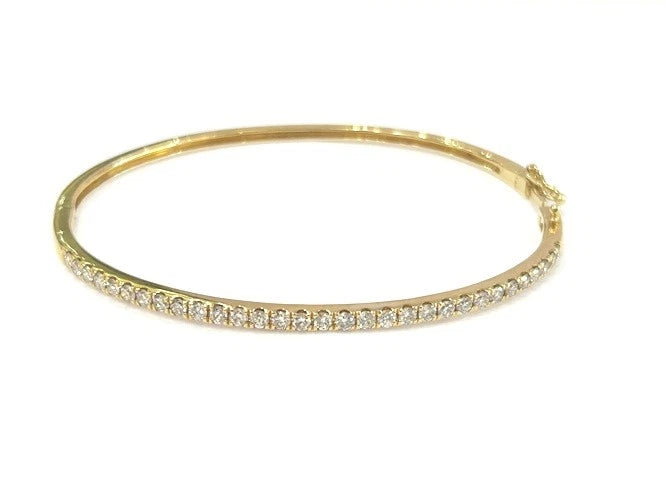 14K Yellow Gold Diamond Bangle Bracelet 1.25 Carats