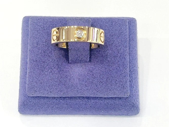 18K Rose Gold Cartier Love Ring Classic Model 3 Diamonds 0.23 Carats