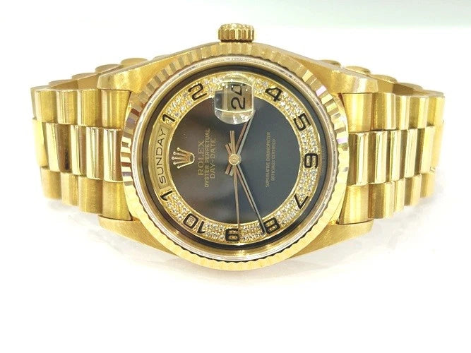 Rolex 18K Yellow Gold Day-Date President Myriad Diamond Dial Watch 18238