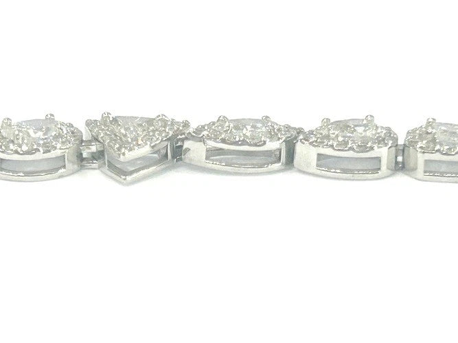 14K White Gold Multi-Shaped Diamond Tennis Bracelet 7.11 Carats