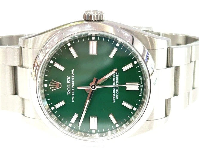 Rolex Stainless Steel Oyster Perpetual Green Dial 36MM 126000 W/Papers