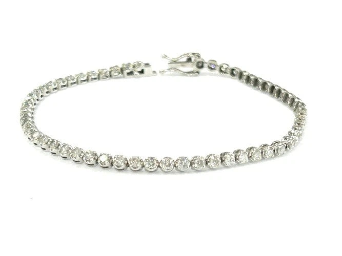 14K White Gold Round Diamond Tennis Bracelet 1.00-1.25 Carats