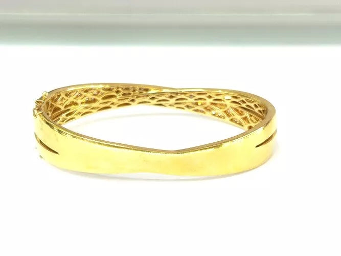 18K Yellow Gold Diamond Crossover Bangle Bracelet 3.45 Carats