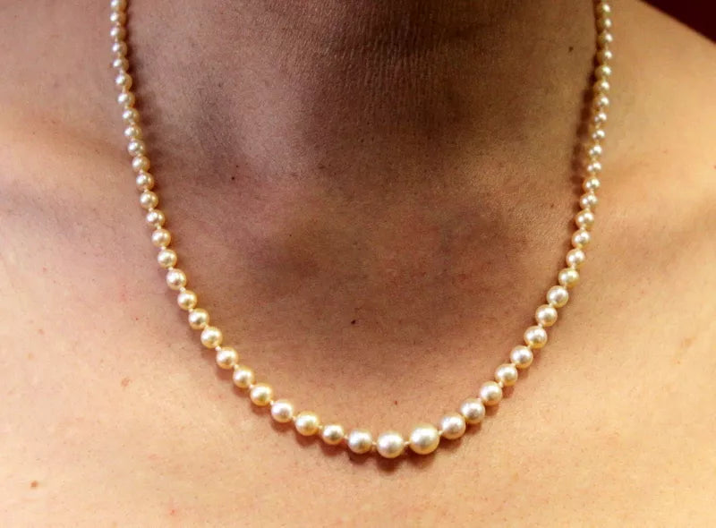 GIA Saltwater Pearls 0.25 ctw Diamonds 18k White Gold Clasp Necklace 10.5 g 18'