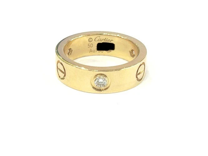 18K Rose Gold Cartier Love Ring Classic Model 3 Diamonds 0.23 Carats