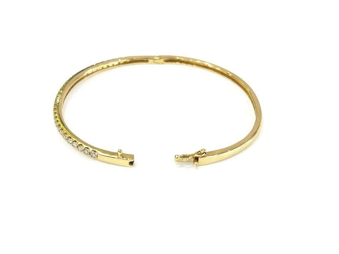 14K Yellow Gold Diamond Bangle Bracelet 1.25 Carats
