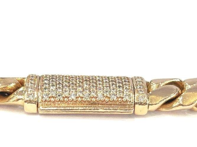 14K Rose Gold Cubak Link Chain with Diamond Lock 3.00 Carats