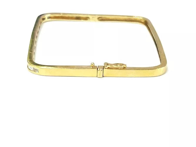 14K Yellow Gold Square Shape Diamond Bangle Bracelet 0.75 Carats