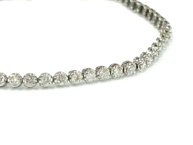 14K White Gold Round Diamond Tennis Bracelet 1.00-1.25 Carats