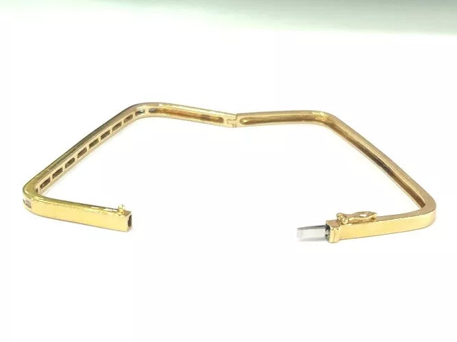 14K Yellow Gold Square Shape Diamond Bangle Bracelet 0.75 Carats