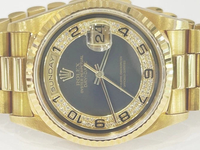 Rolex 18K Yellow Gold Day-Date President Myriad Diamond Dial Watch 18238