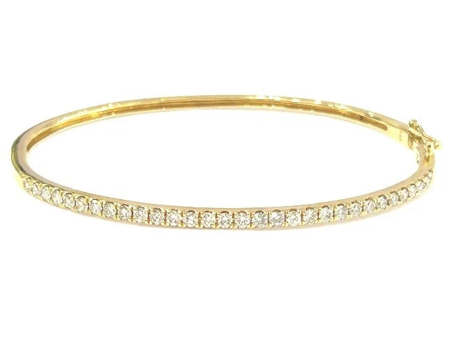 14K Yellow Gold Diamond Bangle Bracelet 1.25 Carats