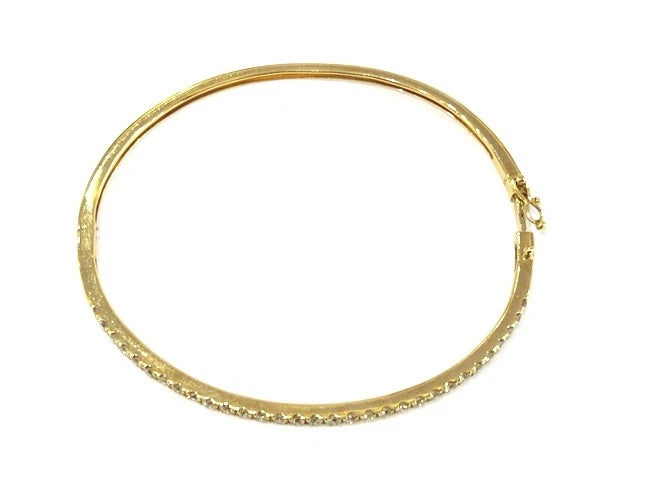 14K Yellow Gold Diamond Bangle Bracelet 1.25 Carats