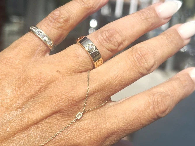 18K Rose Gold Cartier Love Ring Classic Model 3 Diamonds 0.23 Carats