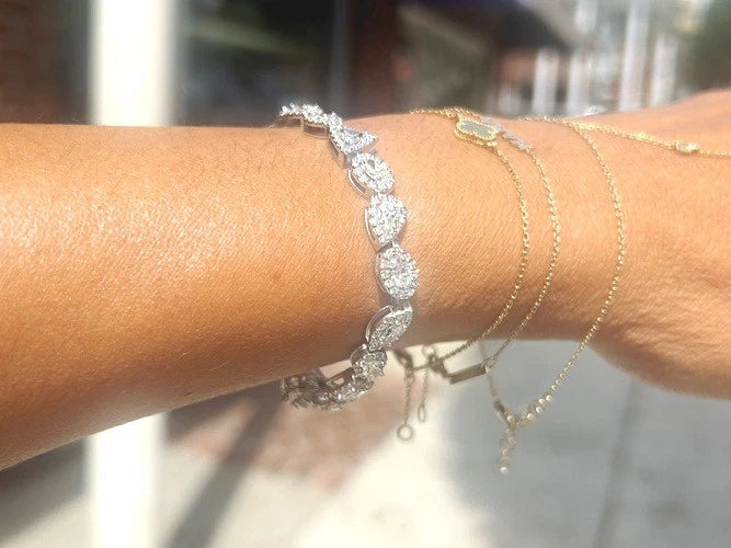 14K White Gold Multi-Shaped Diamond Tennis Bracelet 7.11 Carats