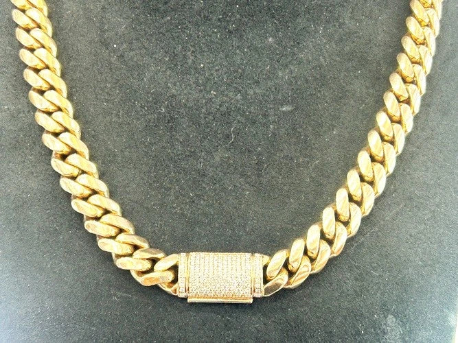 14K Rose Gold Cubak Link Chain with Diamond Lock 3.00 Carats
