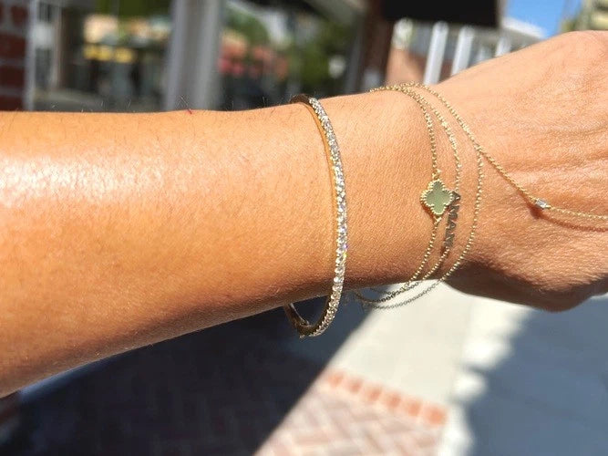 14K Yellow Gold Diamond Bangle Bracelet 1.25 Carats