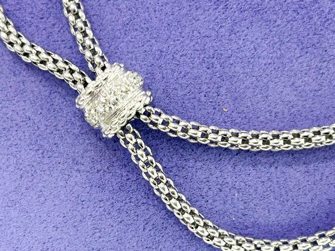 Fope 18K White Gold 2 Row Rope & Diamond Necklace 0.50 Carats