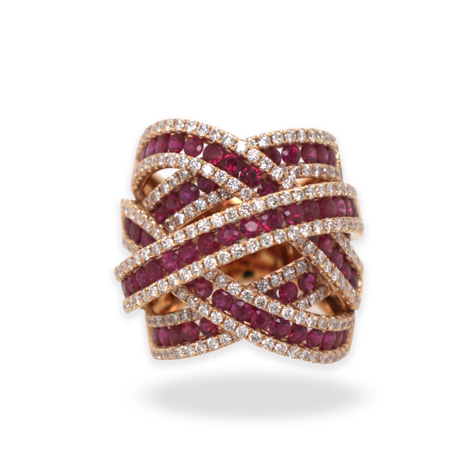 4.93CTW Ruby Diamond Ring In 18K Rose Gold