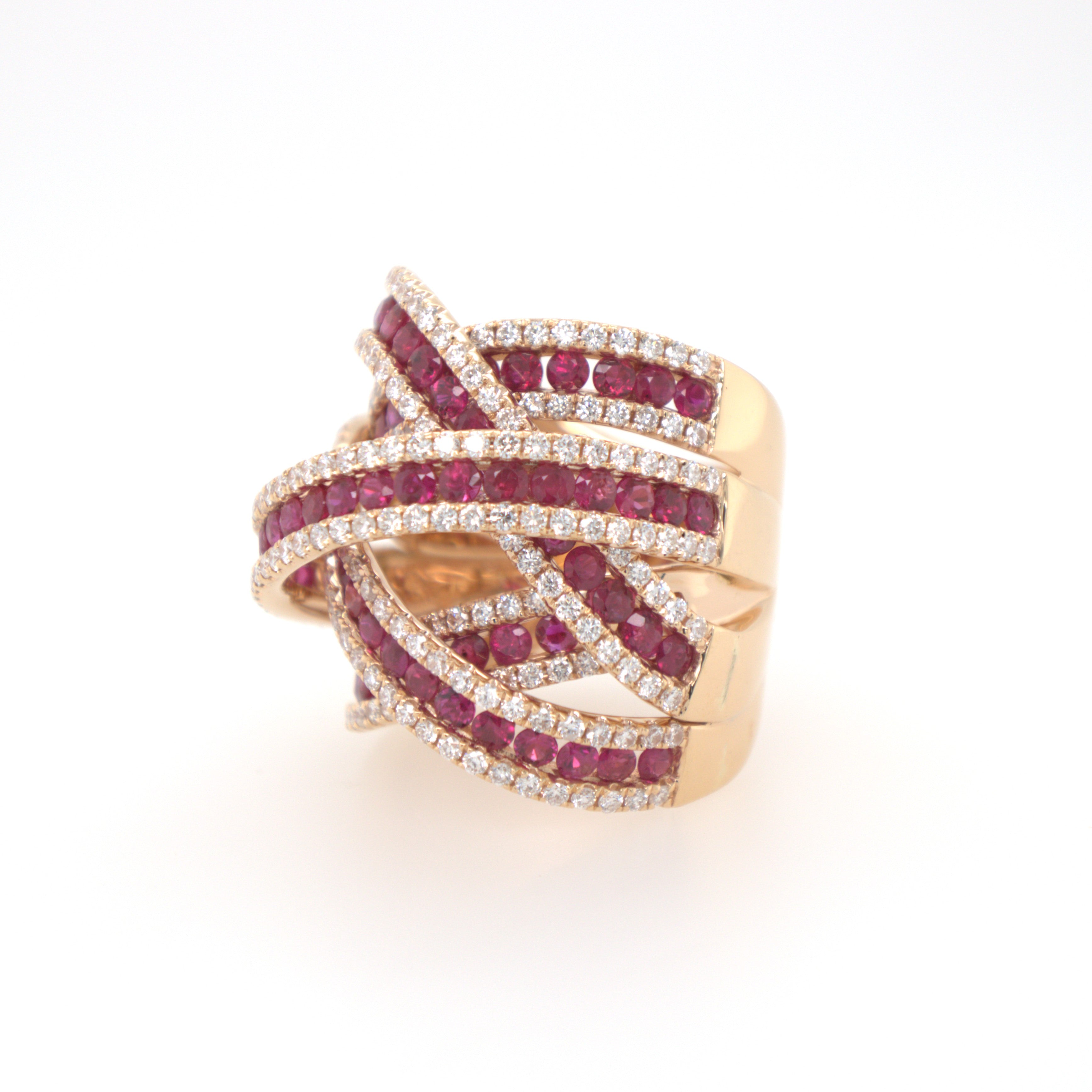 4.93CTW Ruby Diamond Ring In 18K Rose Gold