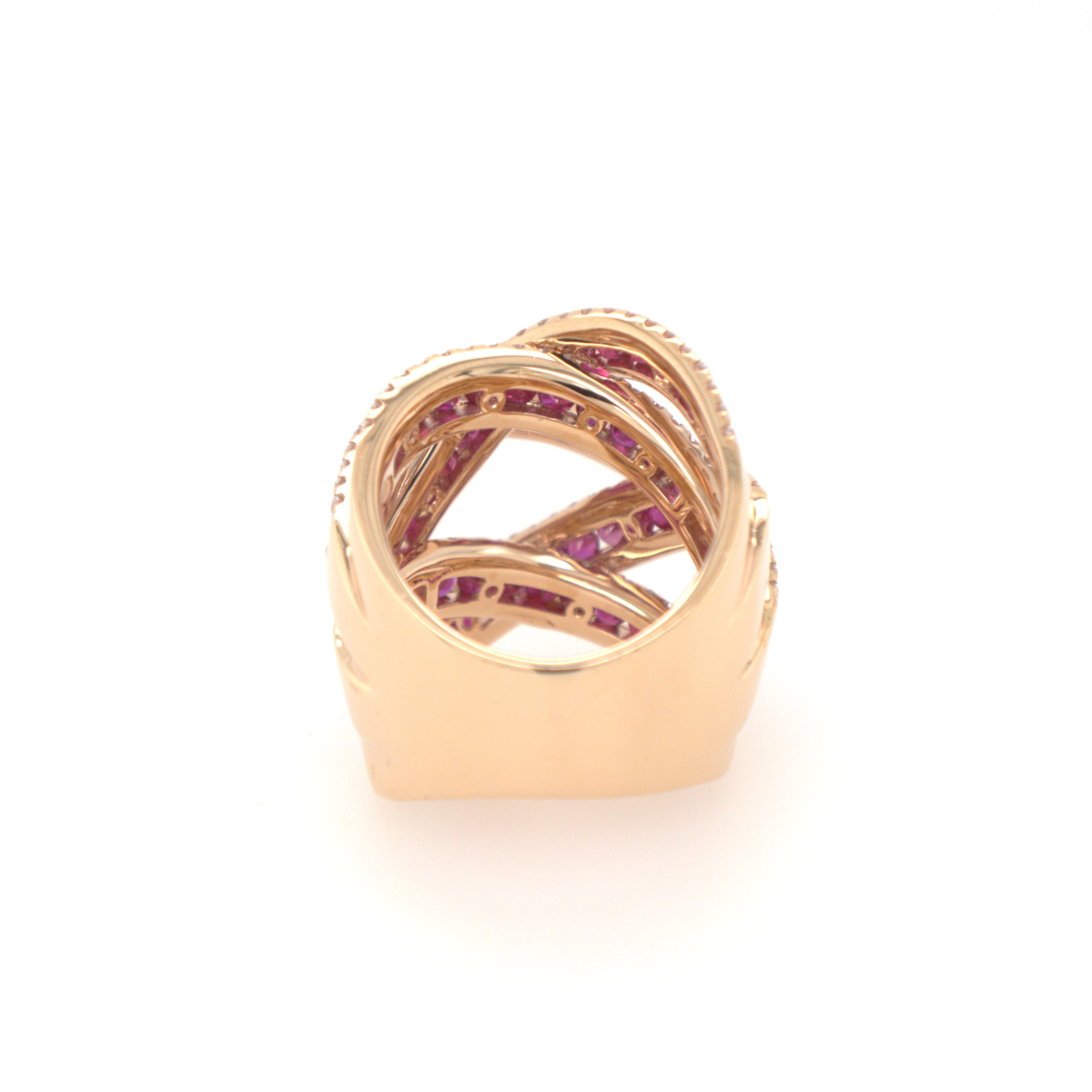 4.93CTW Ruby Diamond Ring In 18K Rose Gold