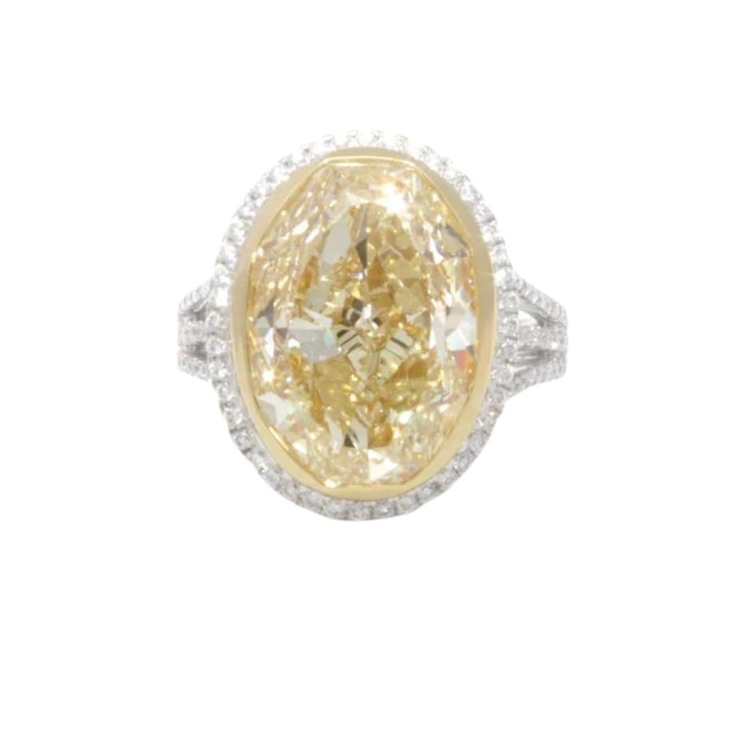 18KYWG OVAL CUT YELLOW DIAMOND RING