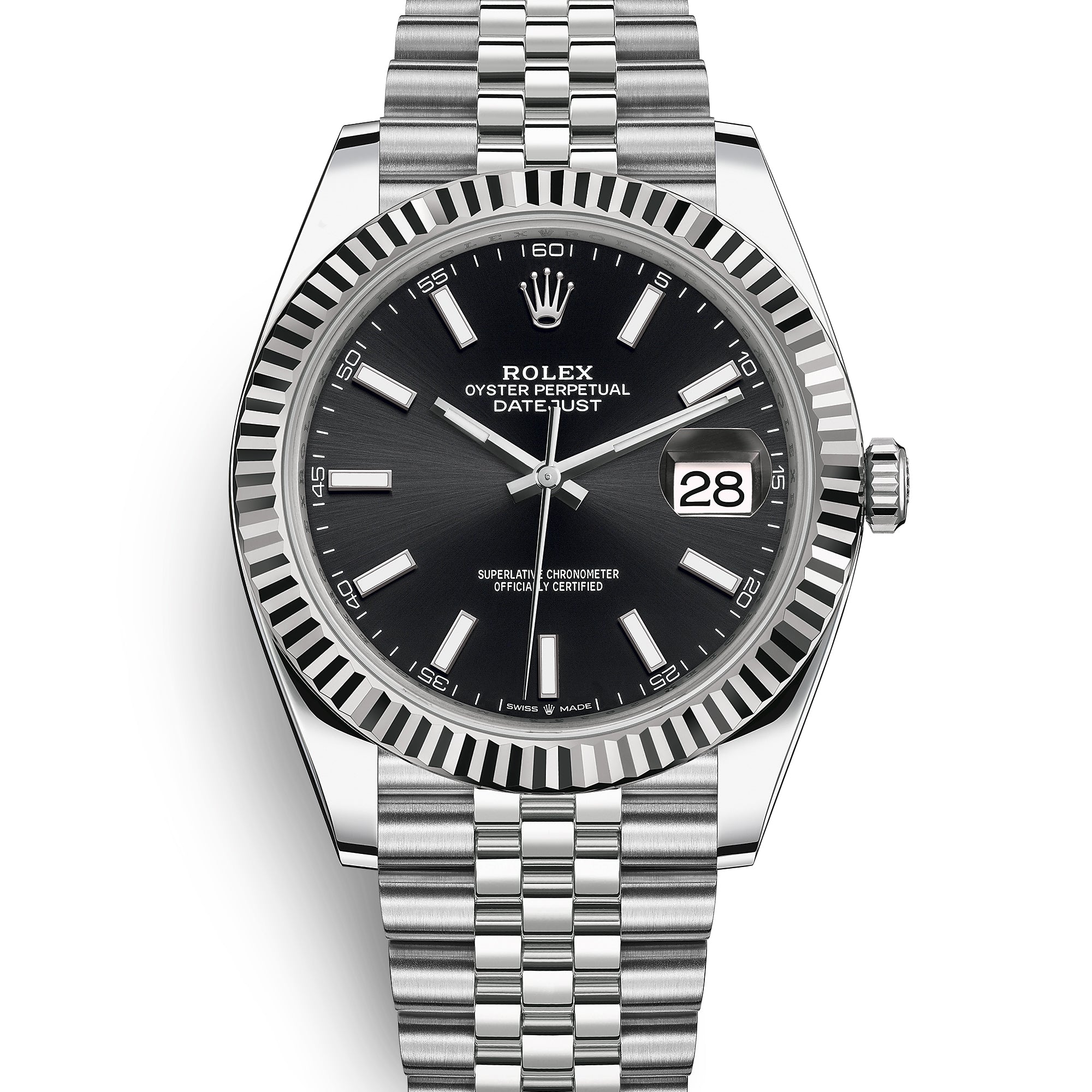 Rolex Datejust II 41 Stainless Steel with White Gold Fluted Bezel 126334