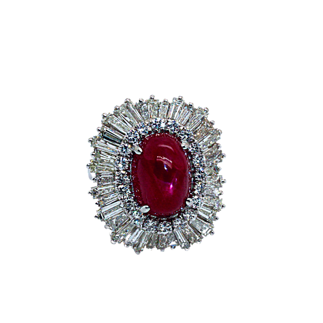 Diamond Ruby Cocktail Platinum Ring