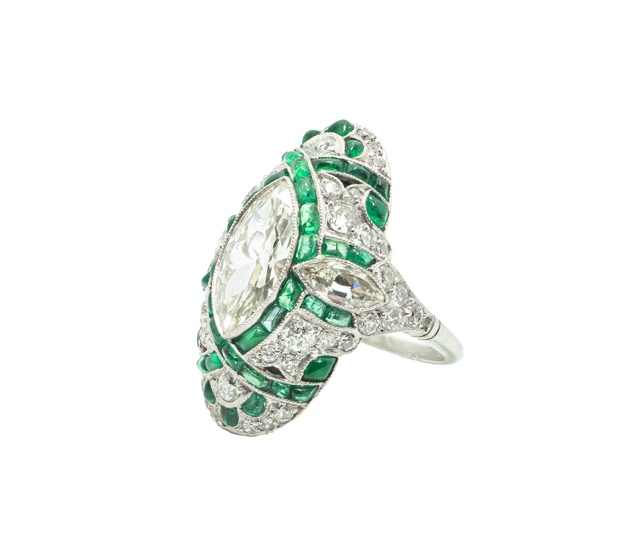 PLAT MARQUISE EMERALD RING