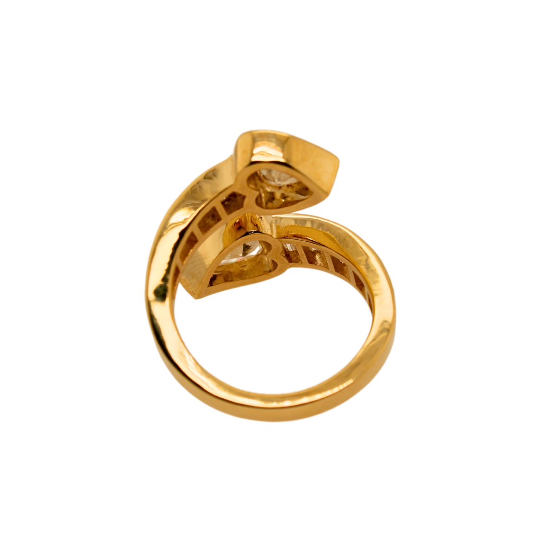 2 Heart Shaped Yellow Gold Ring