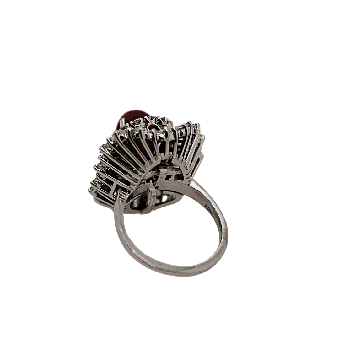 Diamond Ruby Cocktail Platinum Ring