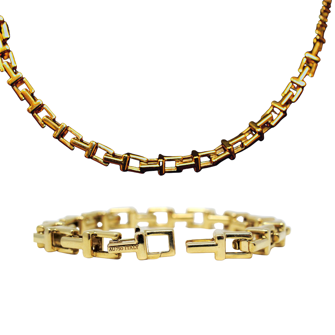 Tiffany & Co. "T" Link Necklace and Bracelet Set