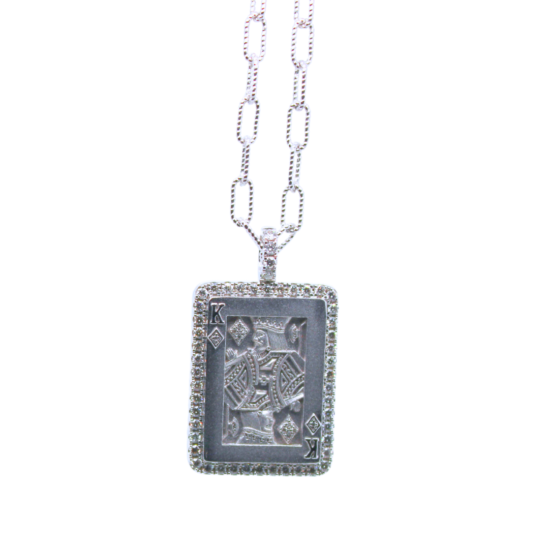 KING PENDANT WITH PAPER CLIP CHAIN NECKLACE