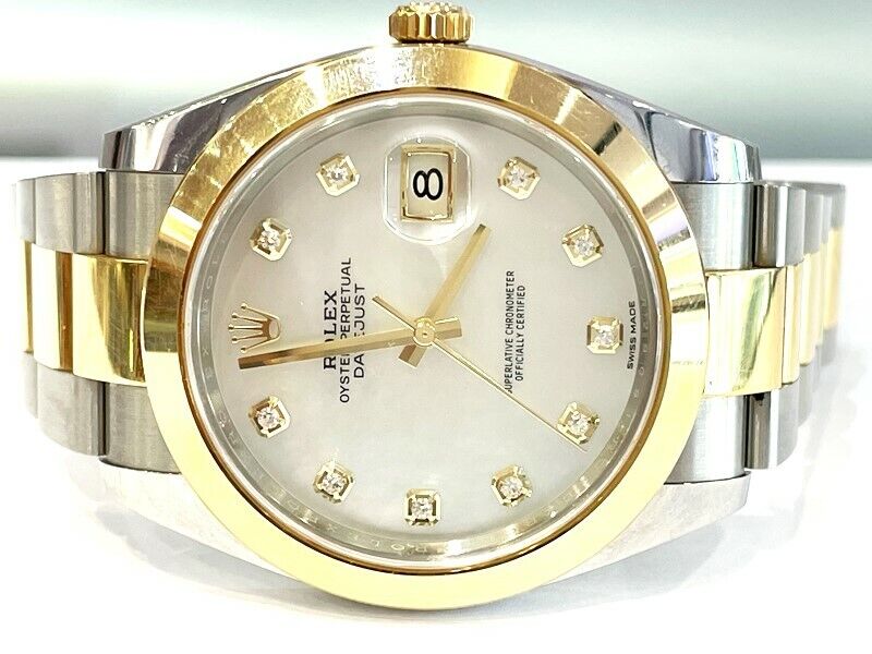 Rolex DateJust Yellow Gold 41 MM M.O.P. Diamond Dial Watch 126303