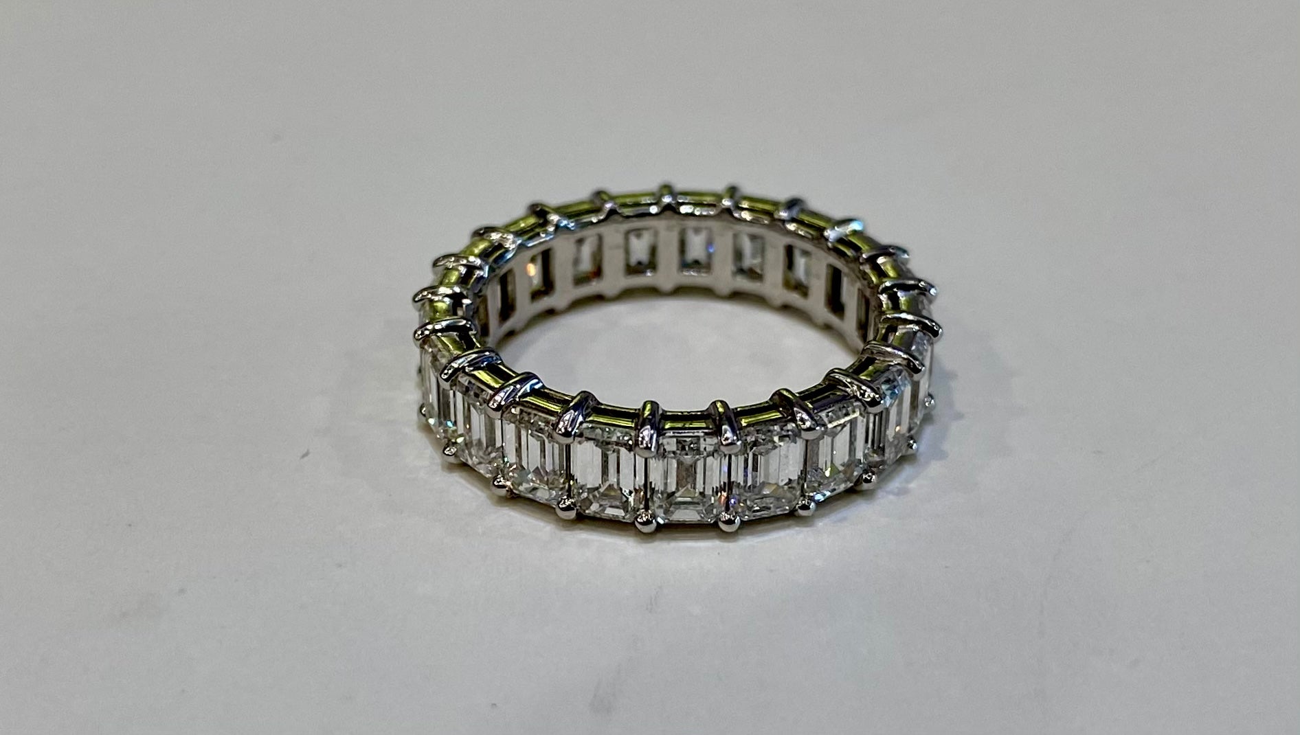 18K WHITE GOLD EMERALD CUT ETERNITY RING